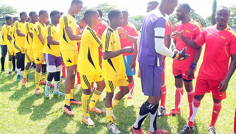 A teacher-student football match at Pegasus schools